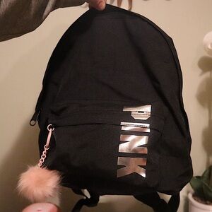Rare PINK mini backpack with pink poof keychain